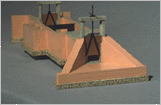Modello di edificio derivatore con modulatore a battente a luce rigurgitata in uso presso l'Amministrazione dei canali demaniali