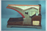 Modello della spalla di una grande arcata con un arco per diminuire la muratura e con un arco di contrasto
