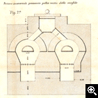 Sala forno d'incenerazione a due muffole, sezione orizzontale - Regio Museo Industriale (1871)