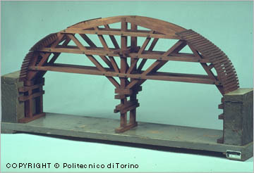 Falsework wood model for building large arches (fixed falsework)